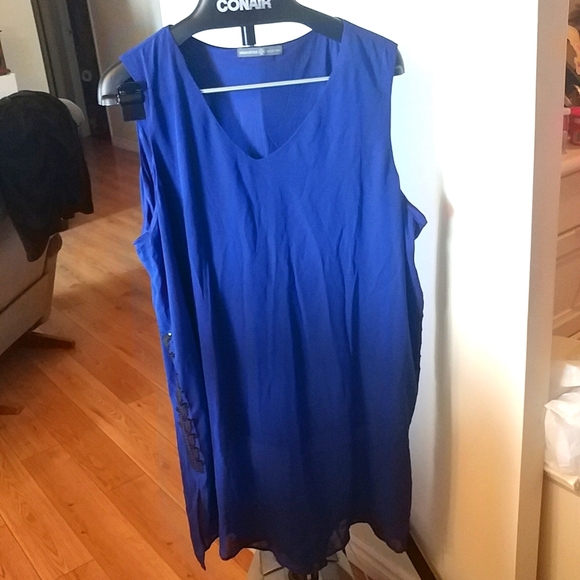Signature Collection Blue Sequin Dress 2X - Picture 1 of 6